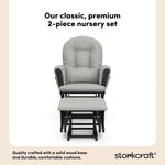 hoop glider and ottoman black frame with light gray cushions 2-piece nursery set callout