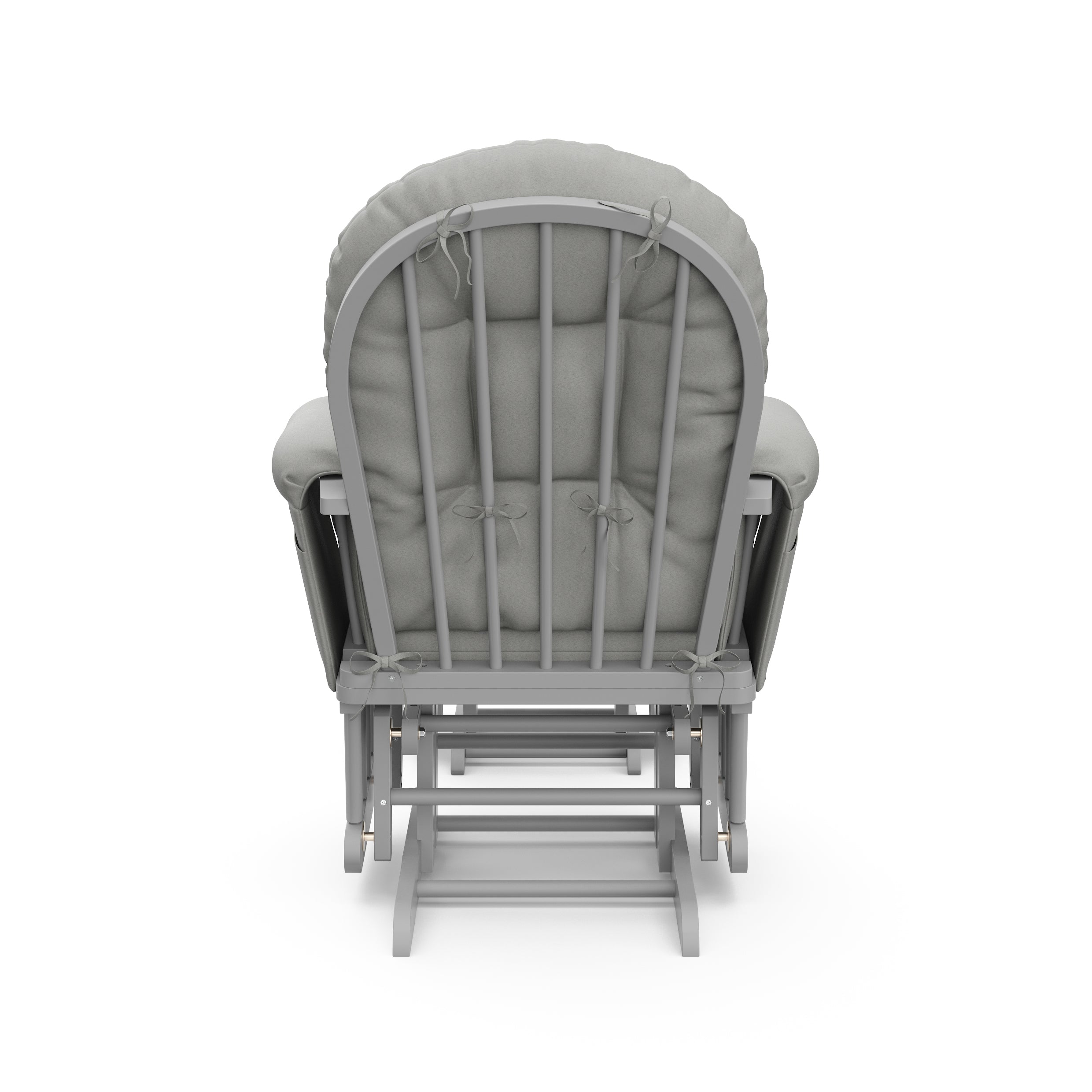 pebble gray glider with light gray cushions back view