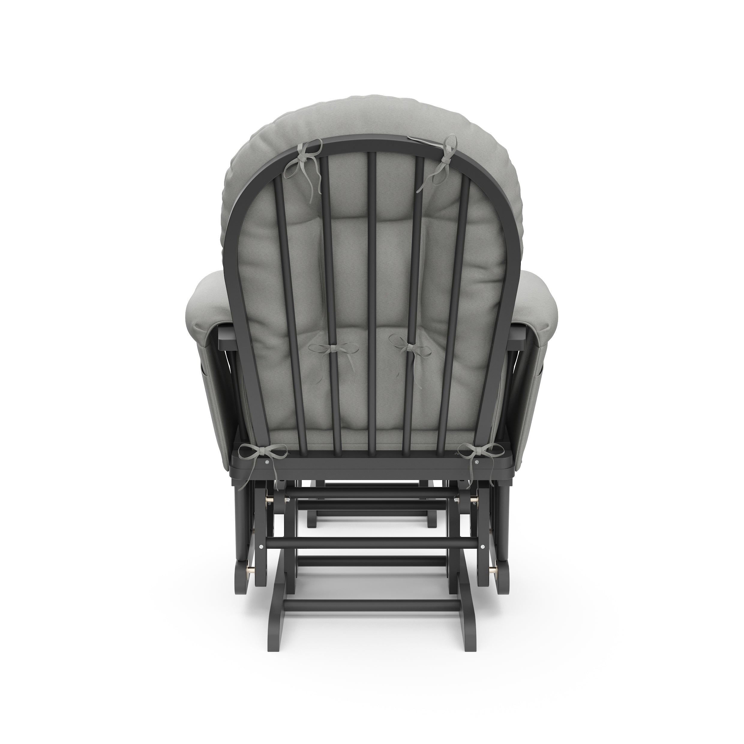 gray glider and ottoman with light gray cushions back view