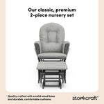 hoop glider and ottoman gray frame with light gray cushions 2-piece nursery set callout