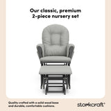 hoop glider and ottoman gray frame with light gray cushions 2-piece nursery set callout