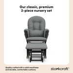 hoop glider and ottoman black frame with gray cushions 2-piece nursery set callout