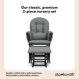 hoop glider and ottoman black frame with gray cushions 2-piece nursery set callout