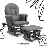 hoop glider and ottoman gray frame with gray cushions with black doodles overlaid on image
