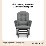 hoop glider and ottoman gray frame with gray cushions 2-piece nursery set callout