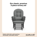 hoop glider and ottoman gray frame with gray cushions 2-piece nursery set callout