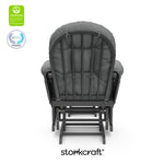 hoop glider and ottoman gray frame with gray cushions with GGG and PTPA logo on top left