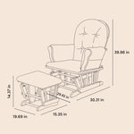 hoop glider and ottoman drawing with dimensions