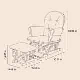 hoop glider and ottoman drawing with dimensions
