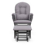 gray glider and ottoman with slate gray cushions front view