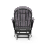 gray glider and ottoman with slate gray cushions back view