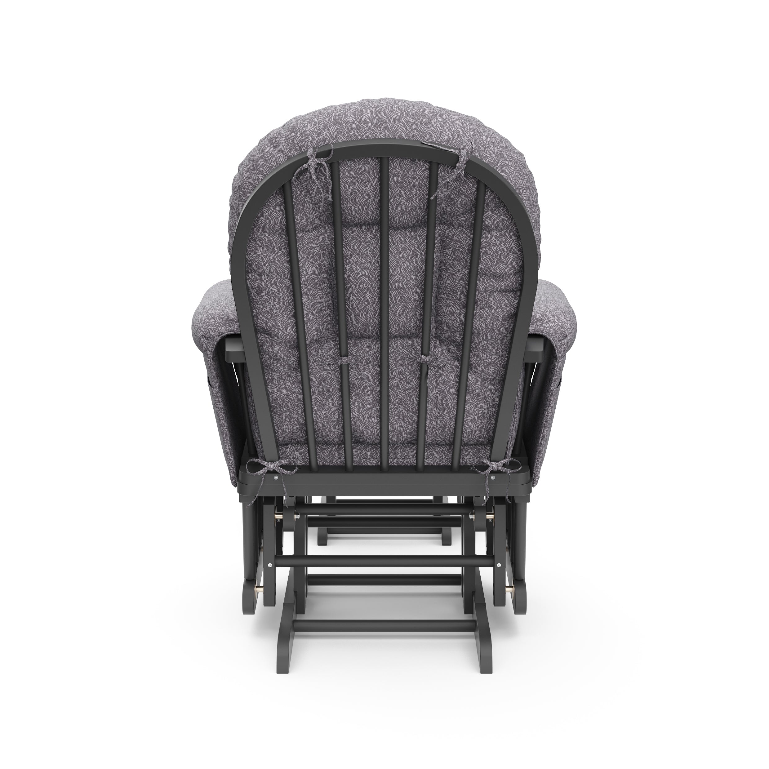 gray glider and ottoman with slate gray cushions back view