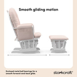 hoop glider and ottoman white frame with pink cushions smooth gliding motion callout