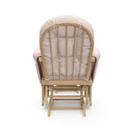 natural glider and ottoman with pink cushions back view