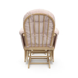 natural glider and ottoman with pink cushions back view