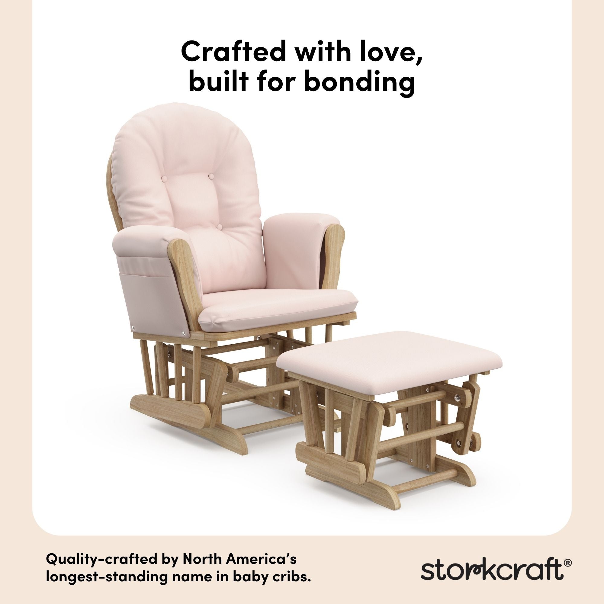 hoop glider and ottoman natural frame with pink cushions style callout