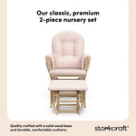 hoop glider and ottoman natural frame with pink cushions 2-piece nursery set callout