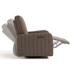 Kyoto mountain brown boucle wide power recliner side view with reclining position shadows