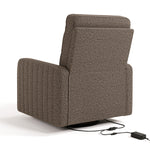 Kyoto mountain brown boucle wide power recliner back view with power cord