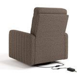 Kyoto mountain brown boucle wide power recliner back view with power cord