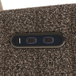 Kyoto mountain brown boucle wide power recliner close up of dual USB ports and push power buttons