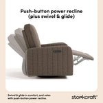 Kyoto mountain brown boucle wide power recliner push-button power recline callout