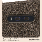 Kyoto mountain brown boucle wide power recliner dual USB ports callout