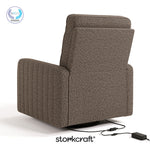 Kyoto mountain brown boucle wide power recliner with PTPA logo on top left