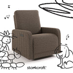 Kyoto mountain brown boucle wide power recliner with black doodles overlaid on image