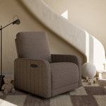 Kyoto mountain brown boucle wide power recliner in nursery