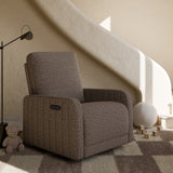 Kyoto mountain brown boucle wide power recliner in nursery