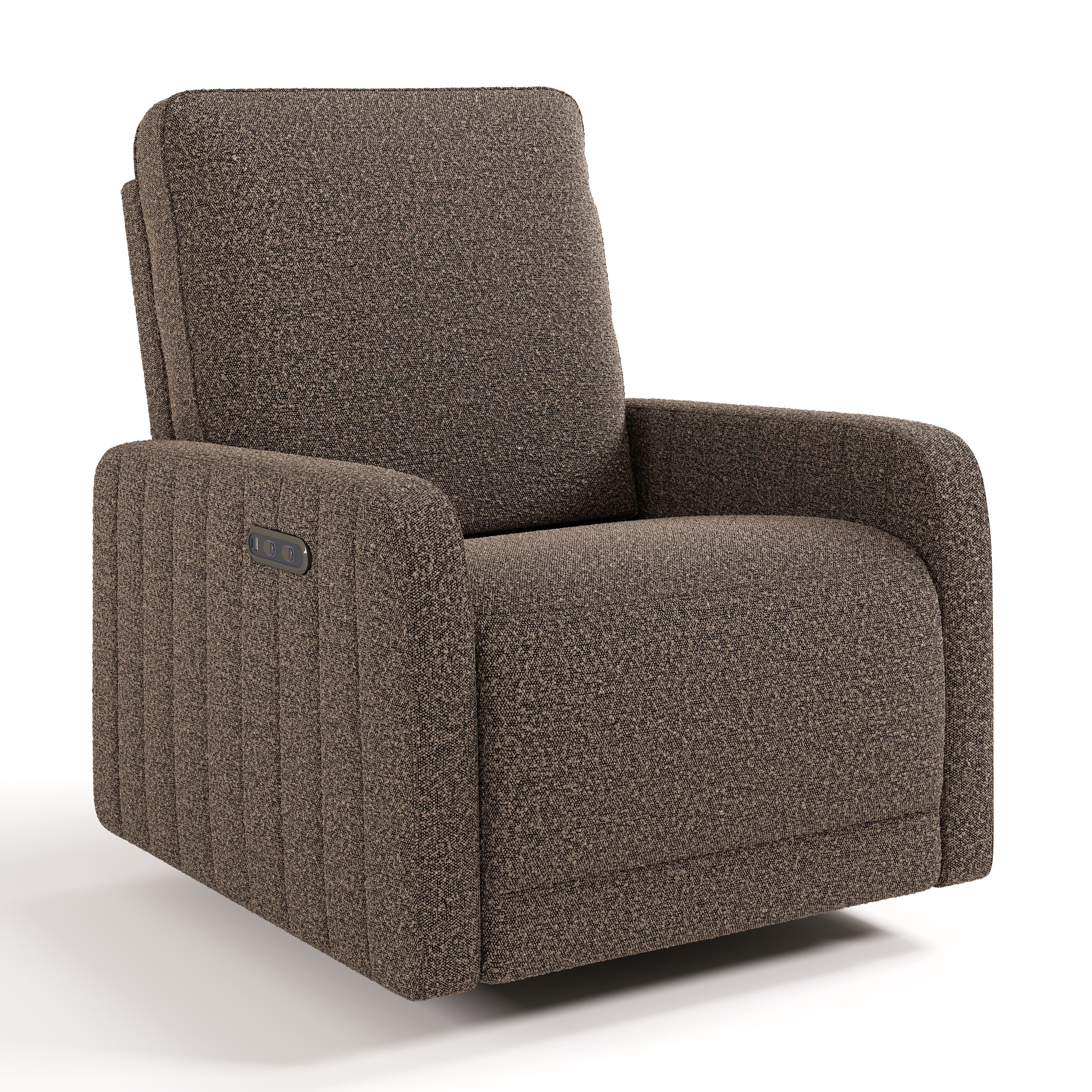 Kyoto mountain brown boucle wide power recliner angle view