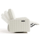 Kyoto ivory boucle wide recliner side view with reclining position shadows