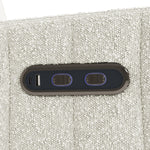 Kyoto ivory boucle wide recliner closeup of dual USB ports