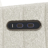 Kyoto ivory boucle wide recliner closeup of dual USB ports