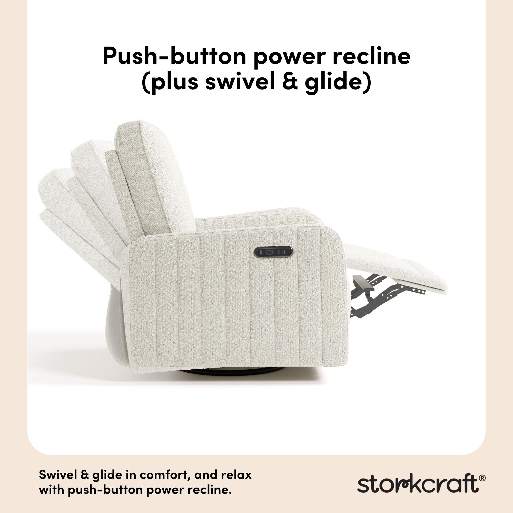 Storkcraft® Kyoto Deluxe Extra-Wide Nursery Power Recliner Swivel Glider.