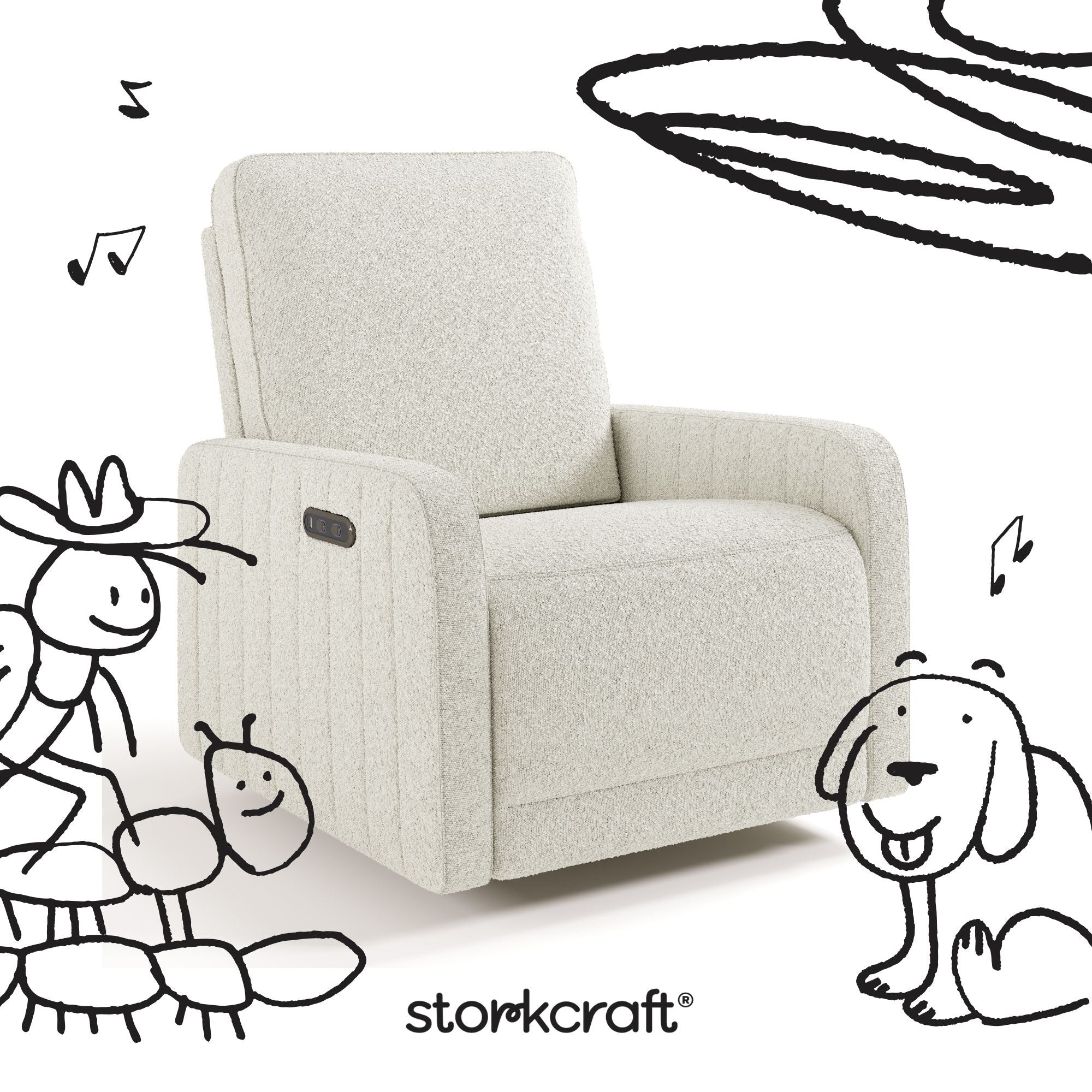 Storkcraft® Kyoto Deluxe Extra-Wide Nursery Power Recliner Swivel Glider.