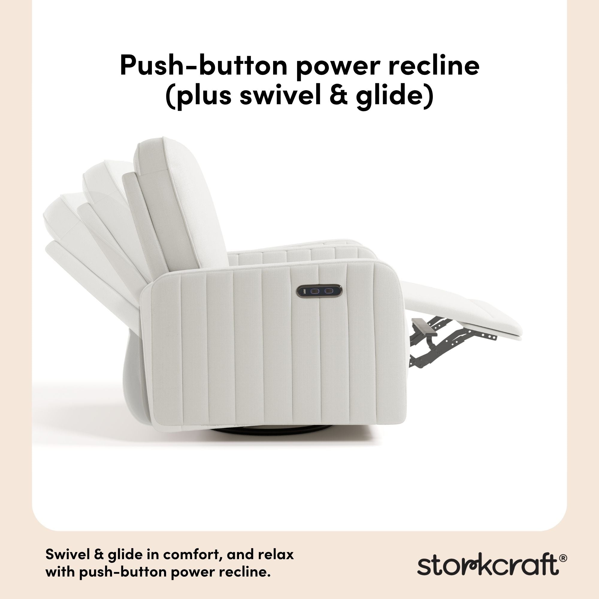 Storkcraft® Kyoto Deluxe Extra-Wide Nursery Power Recliner Swivel Glider.