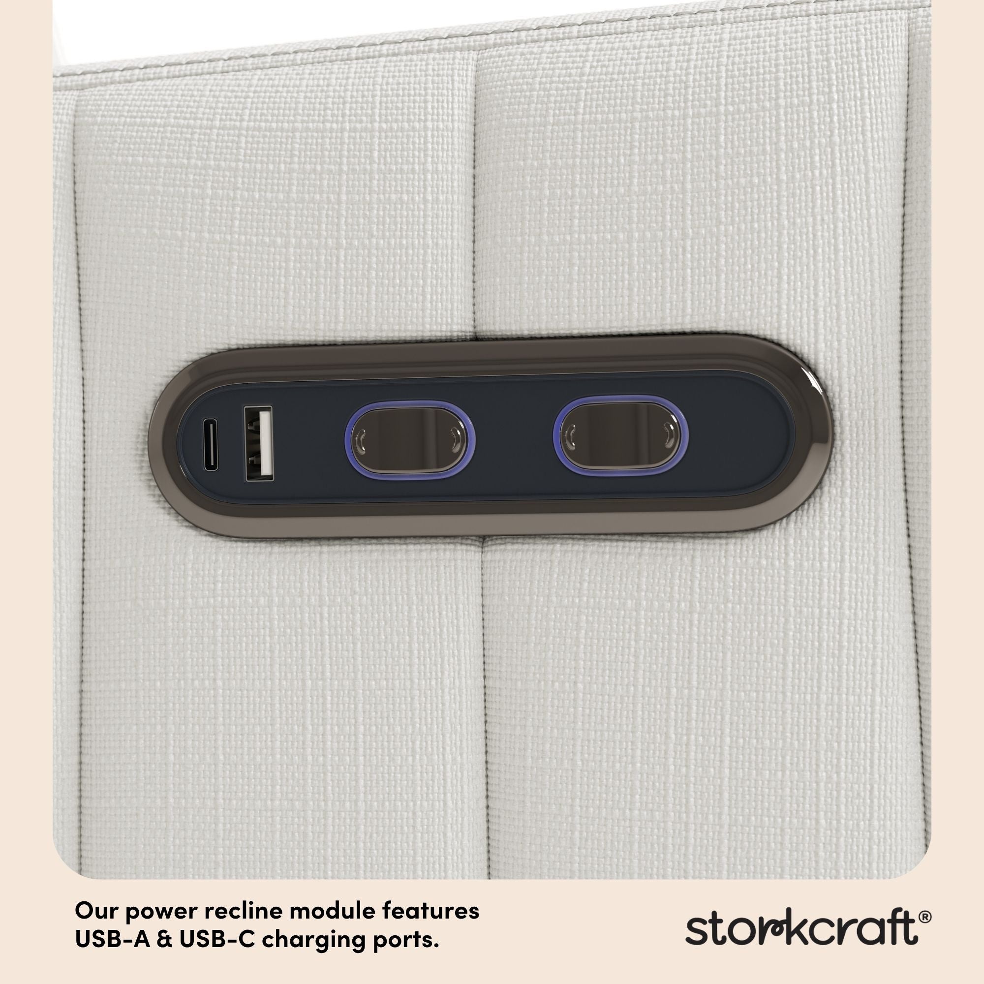 Storkcraft® Kyoto Deluxe Extra-Wide Nursery Power Recliner Swivel Glider.