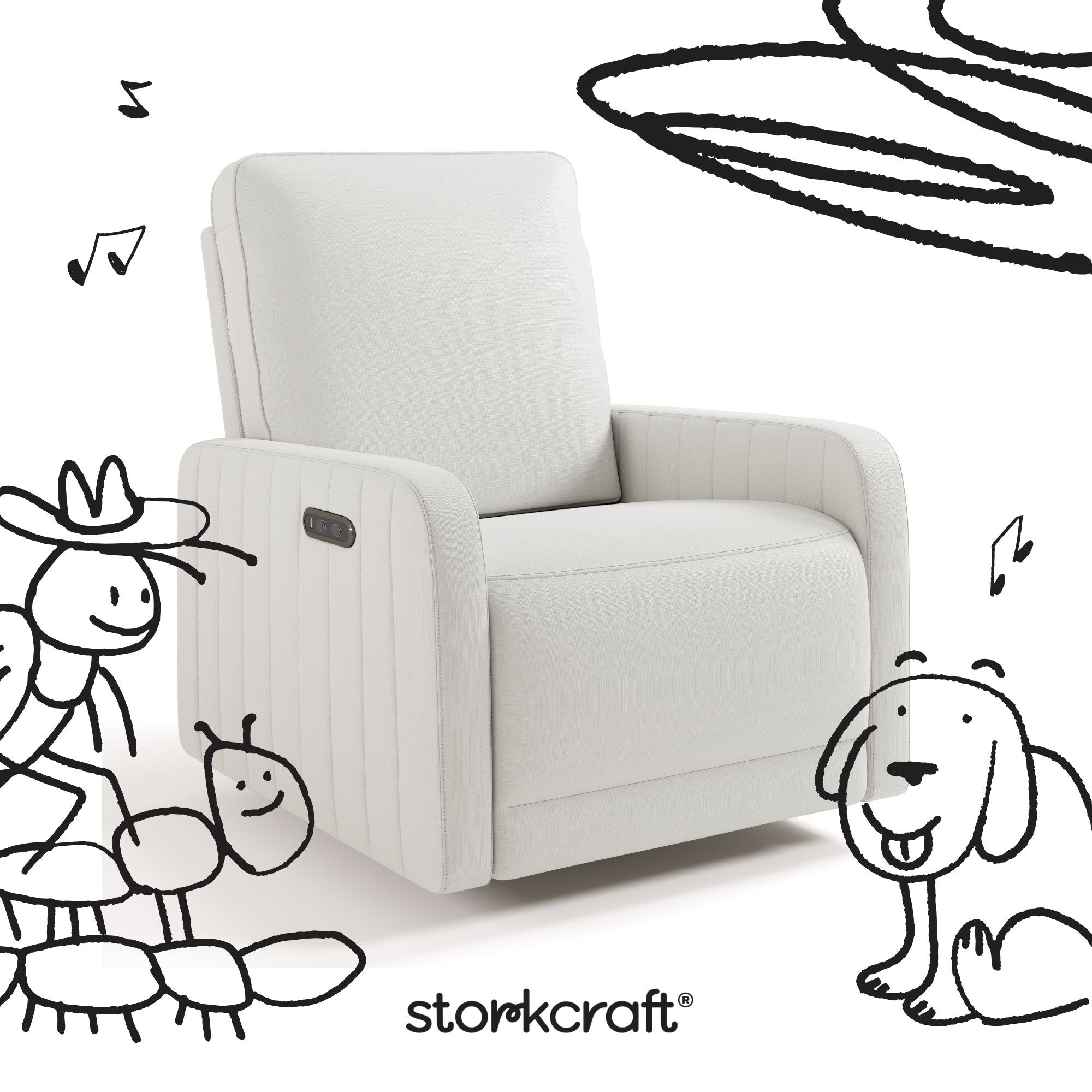 Storkcraft® Kyoto Deluxe Extra-Wide Nursery Power Recliner Swivel Glider.