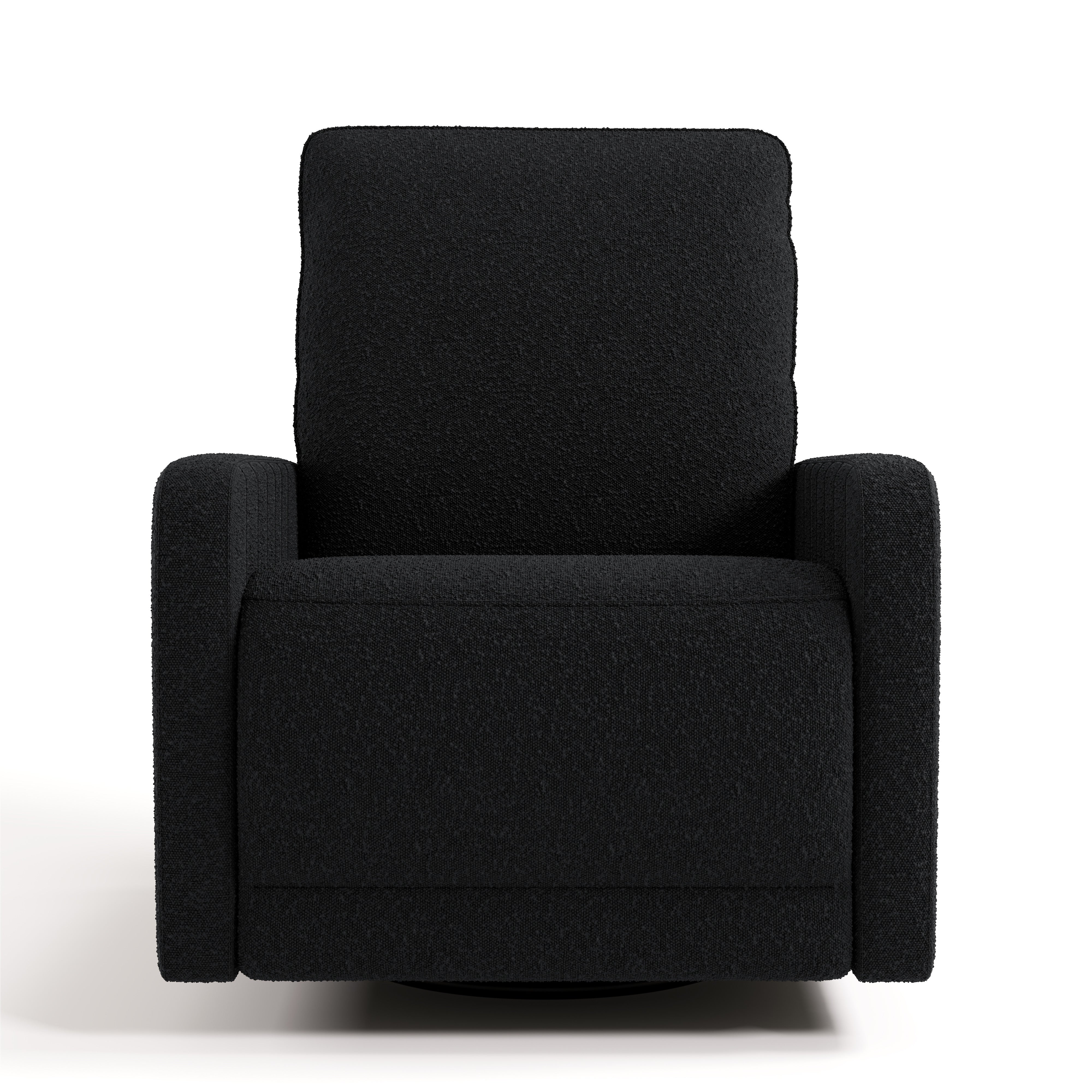 Kyoto black boucle wide power recliner front view