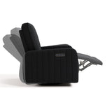 Kyoto black boucle wide power recliner side view with reclining position shadows