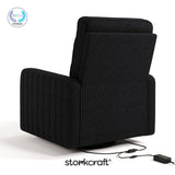 Kyoto black boucle wide power recliner with PTPA logo on top left