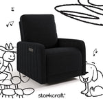 Kyoto black boucle wide power recliner with black doodles overlaid on image