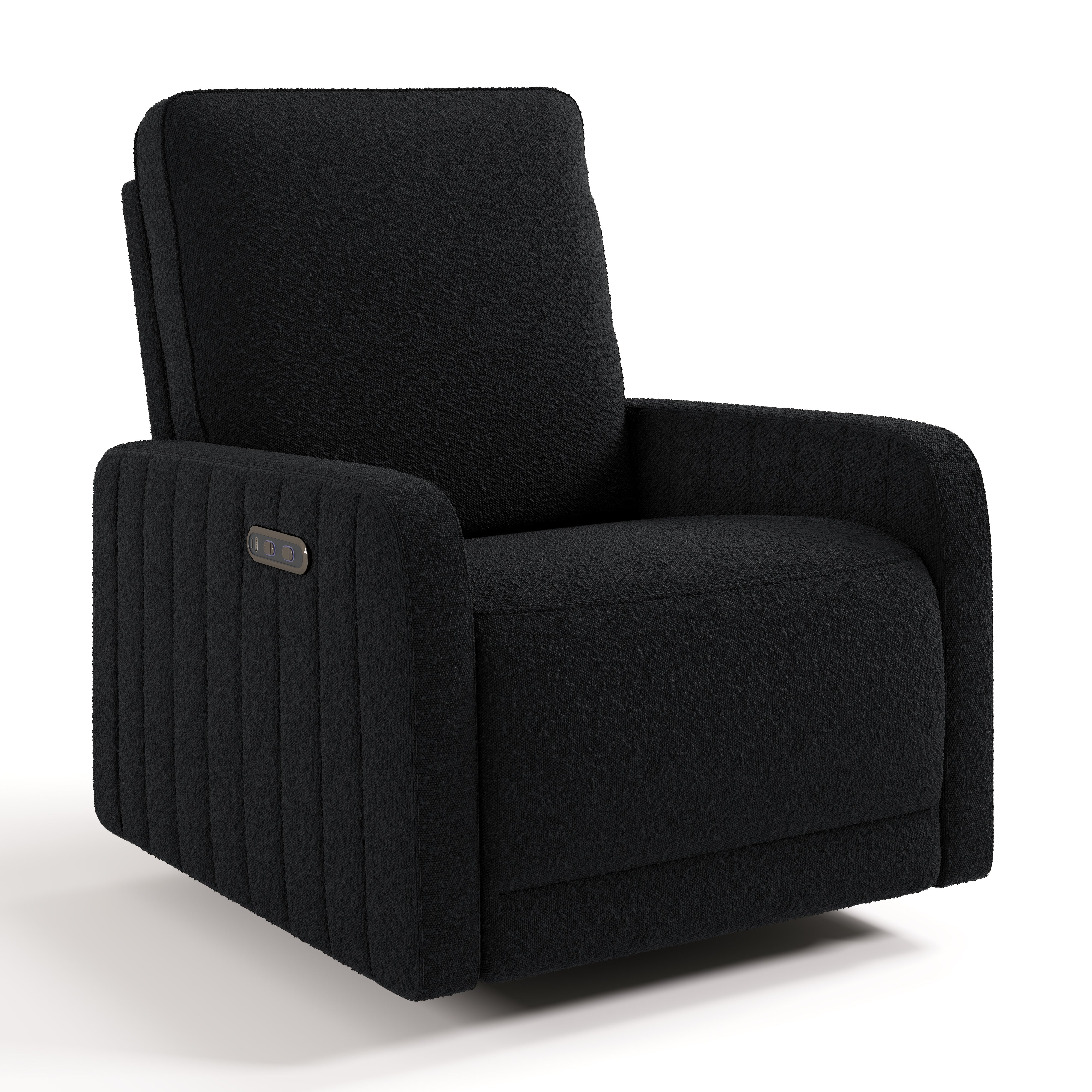 Kyoto black boucle wide power recliner angle view