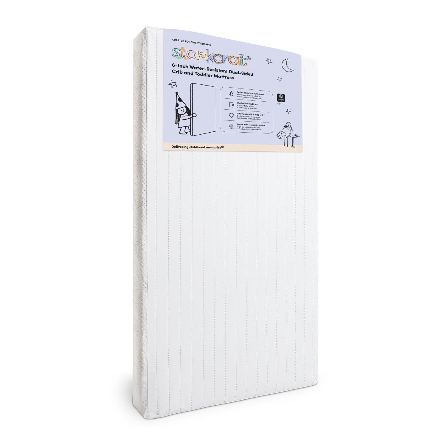 Storkcraft 6-Inch Water-Resistant Grow-with-Me Dual-Sided Baby Crib & Toddler Bed Mattress