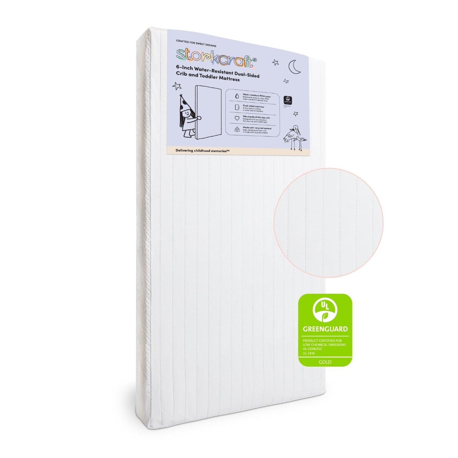 Storkcraft 6-Inch Water-Resistant Grow-with-Me Dual-Sided Baby Crib & Toddler Bed Mattress