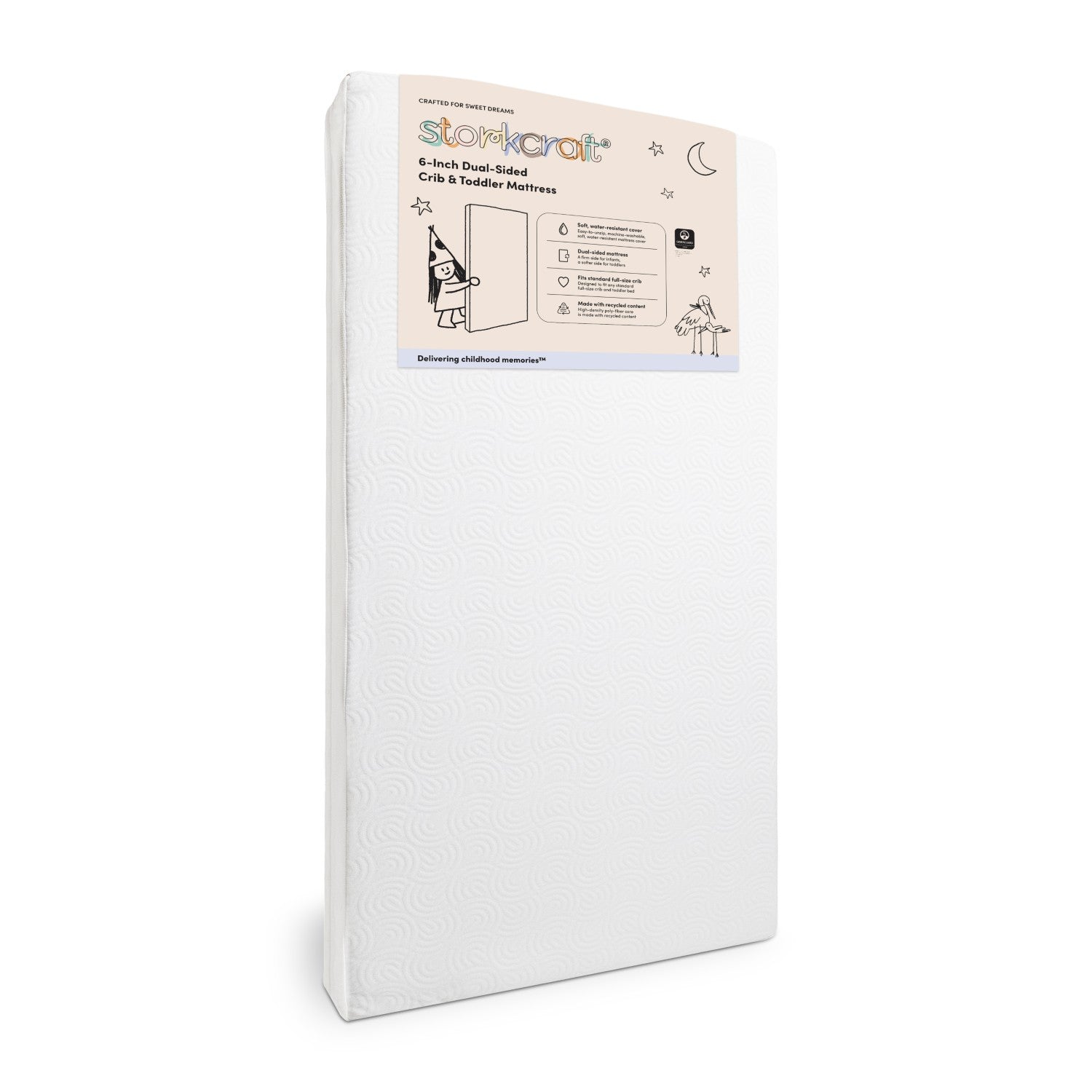 Storkcraft 6-Inch Grow-with Me Premium Waterproof Dual-Sided Baby Crib & Toddler Bed Mattress