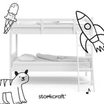 Caribou white twin bunk bed twin bed with black doodles overlaid on image