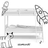 Caribou white twin bunk bed twin bed with black doodles overlaid on image